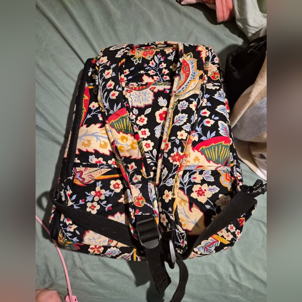 Vera Bradley Floral Backpack - Black, Red, Blue - Picture 8 of 12